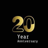 20 Years Anniversary Celebration Gold Black Background Color Vector Template Design Illustration