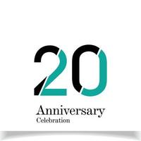 Ilustración de diseño de plantilla de vector de color azul negro de celebración de aniversario de 20 años