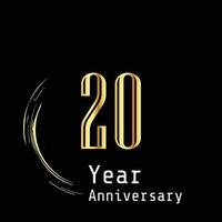 20 Years Anniversary Celebration Gold Black Background Color Vector Template Design Illustration