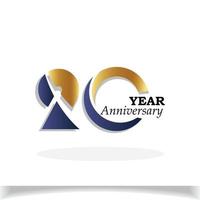 20 Years Anniversary Celebration Blue Gold Color Vector Template Design Illustration