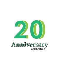 20 Years Anniversary Celebration Green Color Vector Template Design Illustration