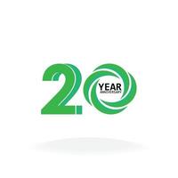 20 Years Anniversary Celebration Green Color Vector Template Design Illustration