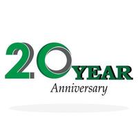 Ilustración de diseño de plantilla de vector de color verde de celebración de aniversario de 20 años
