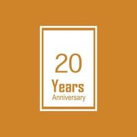 20 Years Anniversary Celebration Orange Color Vector Template Design Illustration