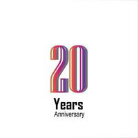 Ilustración de diseño de plantilla de vector de color de celebración de aniversario de 20 años