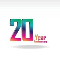 20 Years Anniversary Celebration Rainbow Color Vector Template Design Illustration