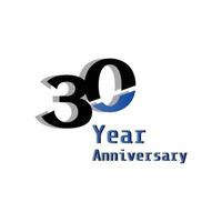 30 Years Anniversary Celebration Black Blue Color Vector Template Design Illustration