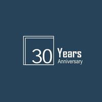 Ilustración de diseño de plantilla de vector de color azul de celebración de aniversario de 30 años