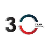 30 Years Anniversary Celebration Black Blue Color Vector Template Design Illustration