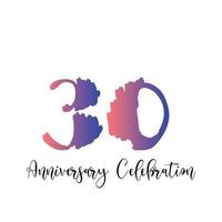 Ilustración de diseño de plantilla de vector de color púrpura de celebración de aniversario de 30 años