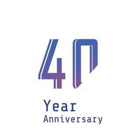 40 Years Anniversary Celebration Blue Color Vector Template Design Illustration