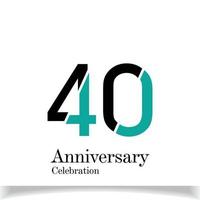 40 Years Anniversary Celebration Black Blue Color Vector Template Design Illustration