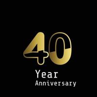 40 Years Anniversary Celebration Gold Black Background Color Vector Template Design Illustration