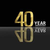 40 Years Anniversary Celebration Gold Black Background Color Vector Template Design Illustration