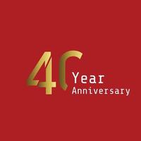 40 Years Anniversary Celebration Gold Red Background Color Vector Template Design Illustration