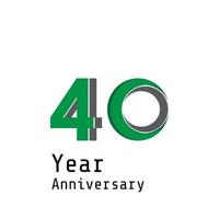 Ilustración de diseño de plantilla de vector de color verde de celebración de aniversario de 40 años