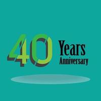 40 Years Anniversary Celebration Green Color Vector Template Design Illustration