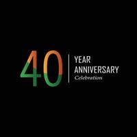 40 Years Anniversary Celebration Orange Color Vector Template Design Illustration