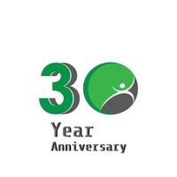 30 Years Anniversary Celebration Green Vector Template Design Illustration