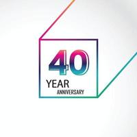 40 Years Anniversary Celebration Color Vector Template Design Illustration