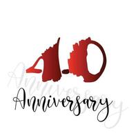 40 Years Anniversary Celebration Red Color Vector Template Design Illustration