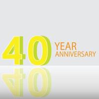 40 Years Anniversary Celebration Yellow Color Vector Template Design Illustration