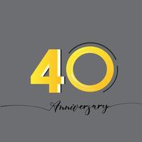 40 Years Anniversary Celebration Yellow Color Vector Template Design Illustration