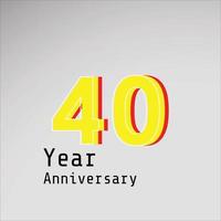 40 Years Anniversary Celebration Yellow Color Vector Template Design Illustration