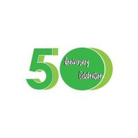 Ilustración de diseño de plantilla de vector de color verde de celebración de aniversario de 50 años