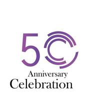 Ilustración de diseño de plantilla de vector de color púrpura de celebración de aniversario de 50 años