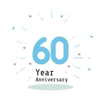 60 Years Anniversary Celebration Blue Color Vector Template Design Illustration