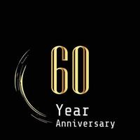 60 Years Anniversary Celebration Gold Black Background Color Vector Template Design Illustration