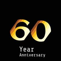 60 Years Anniversary Celebration Gold Black Background Color Vector Template Design Illustration