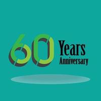 60 Years Anniversary Celebration Green Color Vector Template Design Illustration