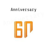 Ilustración de diseño de plantilla de vector de color naranja de celebración de aniversario de 60 años