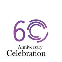 Ilustración de diseño de plantilla de vector de color púrpura celebración de aniversario de 60 años