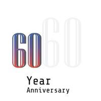 Ilustración de diseño de plantilla de vector de color de arco iris de celebración de aniversario de 60 años
