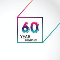 Ilustración de diseño de plantilla de vector de color de arco iris de celebración de aniversario de 60 años