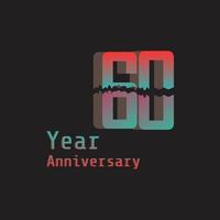 60 Years Anniversary Celebration Rainbow  Color Vector Template Design Illustration