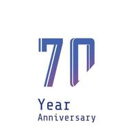 Ilustración de diseño de plantilla de vector de color azul de celebración de aniversario de 70 años
