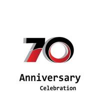 70 Years Anniversary Celebration Black Red Color Vector Template Design Illustration