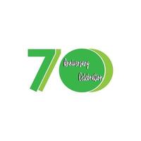 70 Years Anniversary Celebration Green Color Vector Template Design Illustration