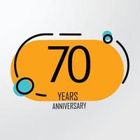 Ilustración de diseño de plantilla de vector de color naranja de celebración de aniversario de 70 años