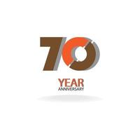 Ilustración de diseño de plantilla de vector de color naranja de celebración de aniversario de 70 años