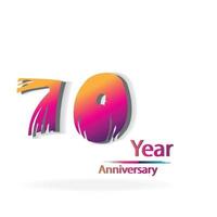 Ilustración de diseño de plantilla de vector de color púrpura de celebración de aniversario de 70 años