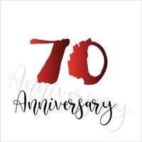 Ilustración de diseño de plantilla de vector de color rojo de celebración de aniversario de 70 años