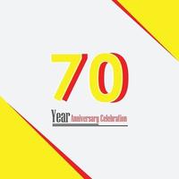 70 Years Anniversary Celebration Yellow Color Vector Template Design Illustration