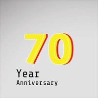 70 Years Anniversary Celebration Yellow Color Vector Template Design Illustration