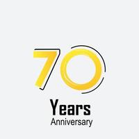 Ilustración de diseño de plantilla de vector de color amarillo celebración de aniversario de 70 años