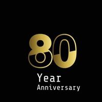 Ilustración de diseño de plantilla de vector de color de fondo negro dorado celebración de aniversario de 80 años